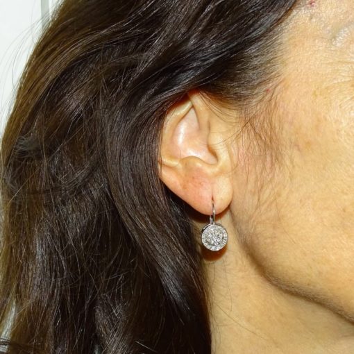 Pendientes de oro blanco de 18k con 0.40cts de diamantes. - Imagen 2