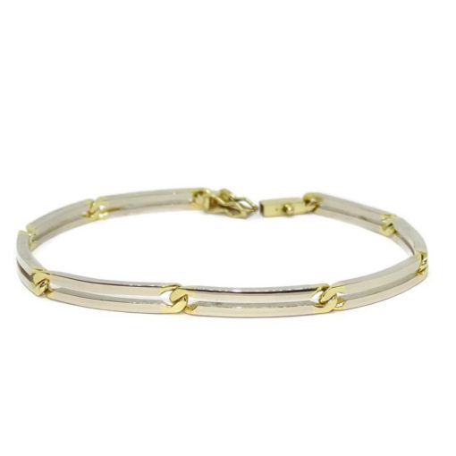 Pulsera para hombre de oro bicolor de 18k macizo, de 4.00mm de ancha