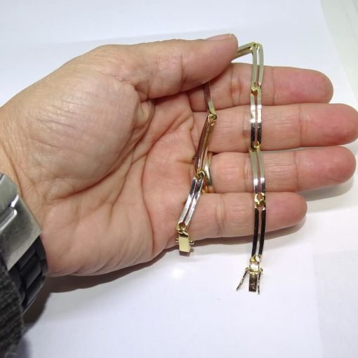 Pulsera para hombre de oro bicolor de 18k macizo, de 4.00mm de ancha - Imagen 5