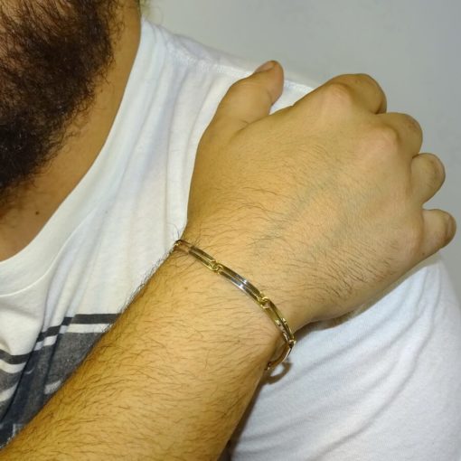 Pulsera para hombre de oro bicolor de 18k macizo, de 4.00mm de ancha - Imagen 2