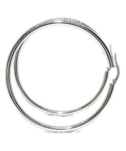 Pendientes tipo aro grandes de oro blanco de 18K de 3mm de ancho por 5.70cm de diámetro exterior
