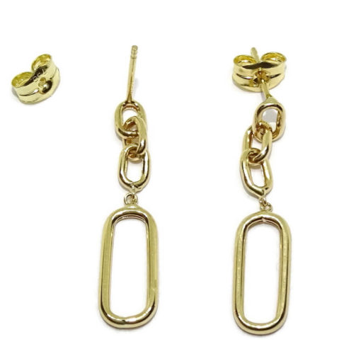Pendientes para mujer de oro amarillo de 18k tipo cadena de eslabones de 2.80cm de largos. - Imagen 6