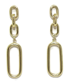 Pendientes para mujer de oro amarillo de 18k tipo cadena de eslabones de 2.80cm de largos.