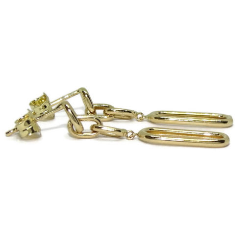 Pendientes para mujer de oro amarillo de 18k tipo cadena de eslabones de 2.80cm de largos. - Imagen 3