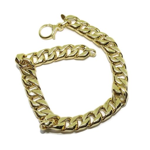 Pulsera para Hombre de Oro Amarillo de 18k barbada hueca de 8mm de ancha 21.00cm de Larga. - Imagen 4