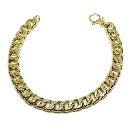 Pulsera para Hombre de Oro Amarillo de 18k barbada hueca de 8mm de ancha 21.00cm de Larga.