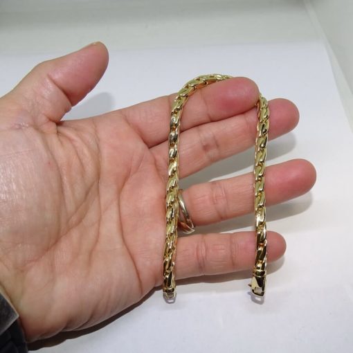 Pulsera para hombre cuadrada de oro amarillo de 18k de cadena hueca estilo cardano de 21,00cm. 9.00gr - Imagen 4