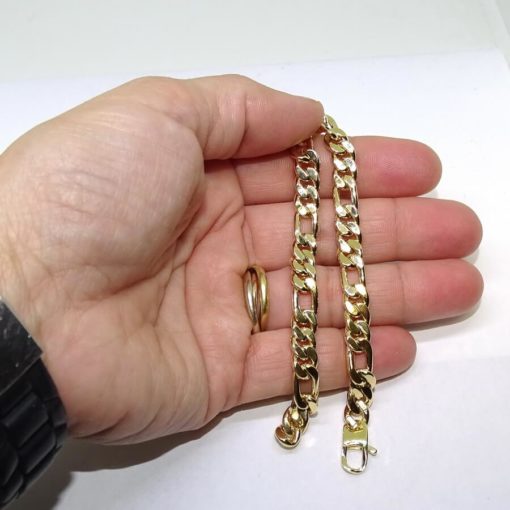 Pulsera de Oro Amarillo de 18k modelo clásico 3x1 plana hueca de 20.50cm de Larga, 7mm de Ancha - Imagen 3