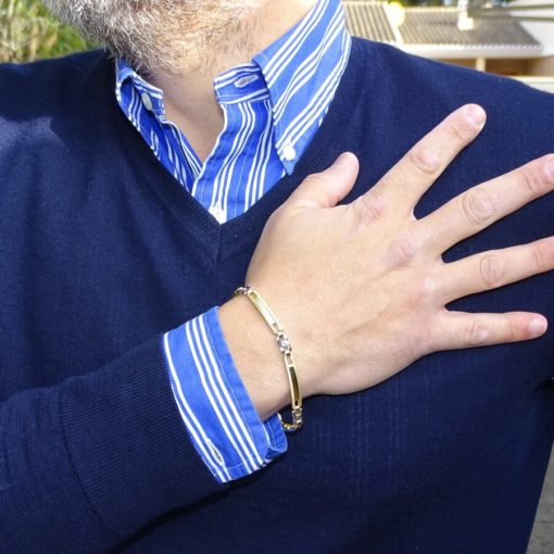 Pulsera para hombre de oro de 18k blanco y amarillo de 5.5mm de ancha - Imagen 2