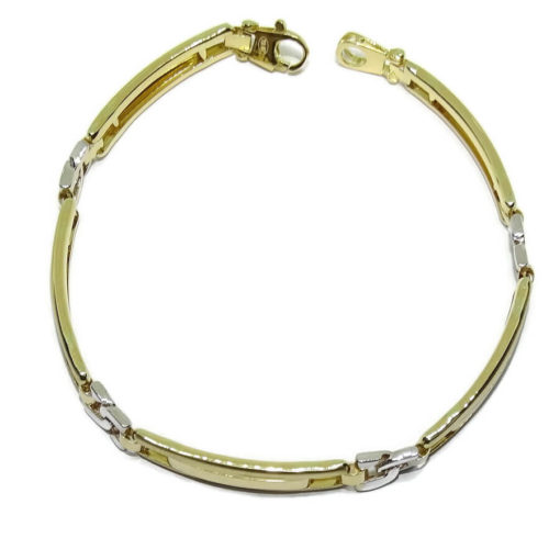 Pulsera para hombre de oro de 18k blanco y amarillo de 5.5mm de ancha - Imagen 6