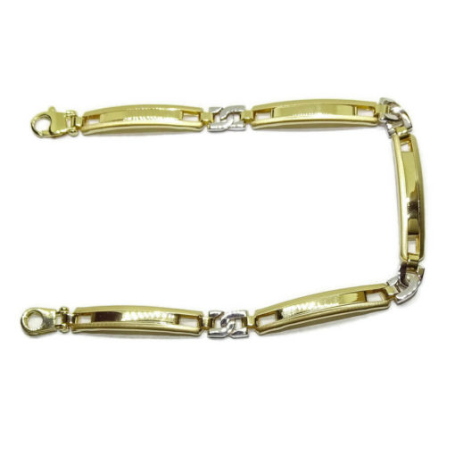 Pulsera para hombre de oro de 18k blanco y amarillo de 5.5mm de ancha - Imagen 4