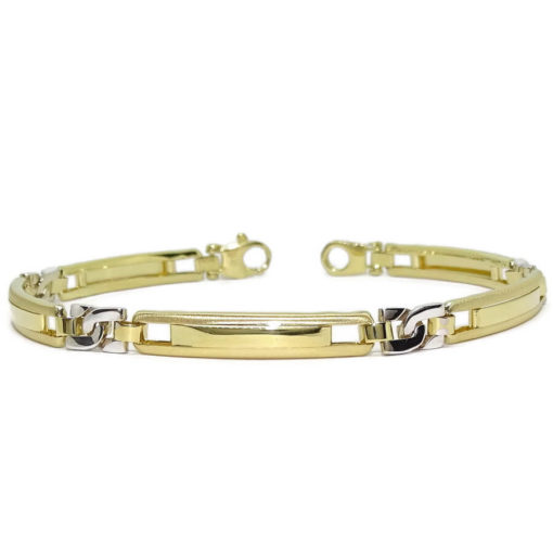 Pulsera para hombre de oro de 18k blanco y amarillo de 5.5mm de ancha