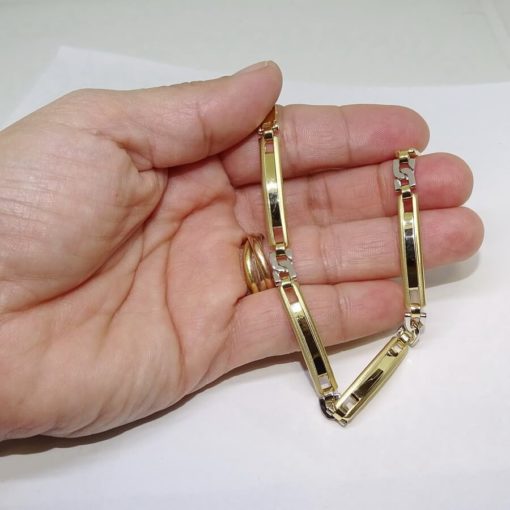 Pulsera para hombre de oro de 18k blanco y amarillo de 5.5mm de ancha - Imagen 3