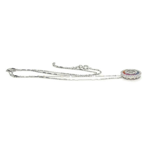 Colgante para mujer con diamantes y zafiros de color certificados montados en oro blanco de 18k y cadena italiana maciza de 45cm. - Imagen 5