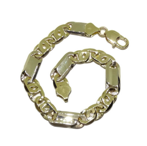 Pulsera para hombre de oro macizo de 18k blanco y amarillo de 8mm de ancha y 21.00cm de larga. 25.85gr - Imagen 3