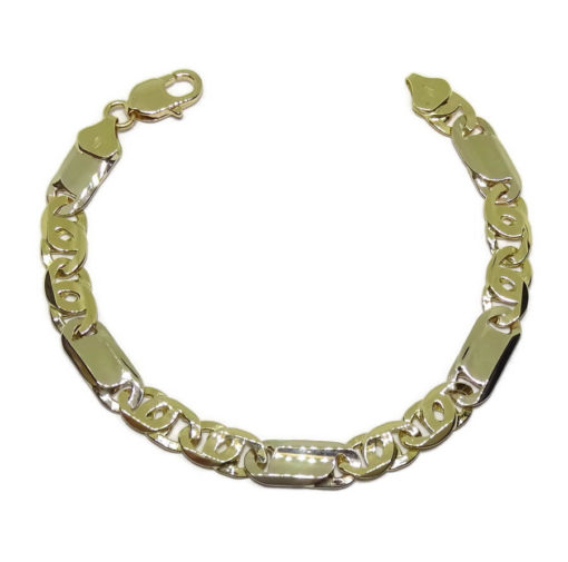 Pulsera para hombre de oro macizo de 18k blanco y amarillo de 8mm de ancha y 21.00cm de larga. 25.85gr