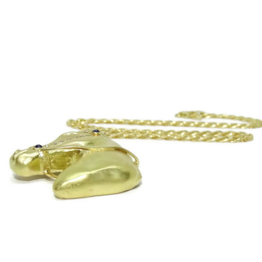 Cabeza de caballo de oro amarillo mate de 18k, hecha a mano, con cadena maciza para hombre. 24.75gr - Imagen 7