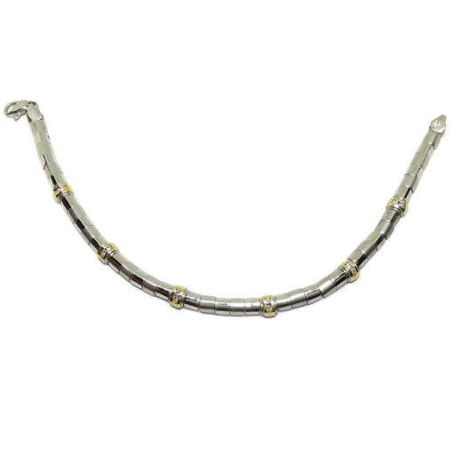 Fuerte pulsera de diamantes con 0.30cts en oro blanco y oro amarillo de 18k - Imagen 6