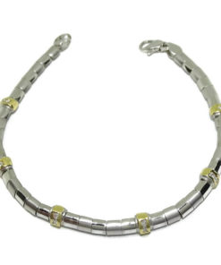 Fuerte pulsera de diamantes con 0.30cts en oro blanco y oro amarillo de 18k