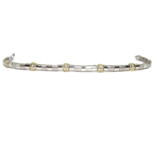Fuerte pulsera de diamantes con 0.30cts en oro blanco y oro amarillo de 18k - Imagen 5