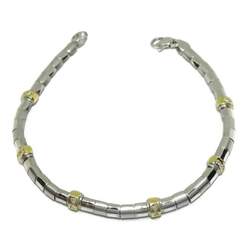 Fuerte pulsera de diamantes con 0.30cts en oro blanco y oro amarillo de 18k