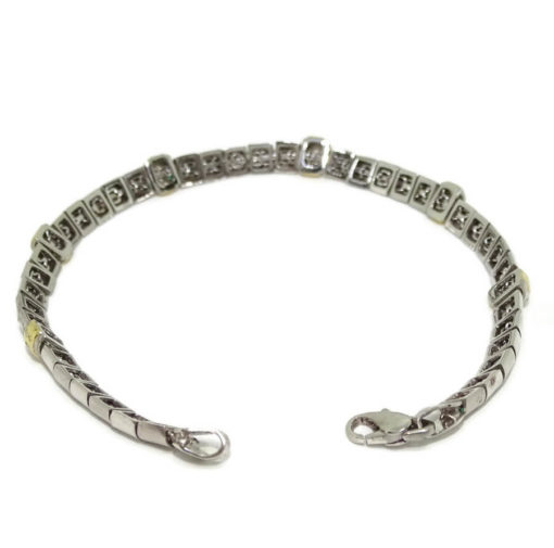 Fuerte pulsera de diamantes con 0.30cts en oro blanco y oro amarillo de 18k - Imagen 3