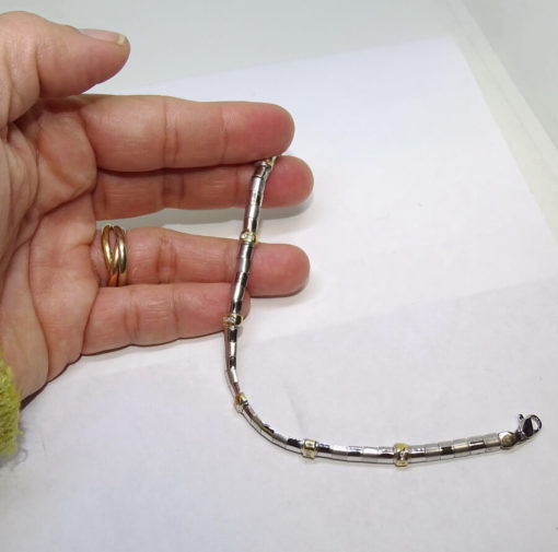 Fuerte pulsera de diamantes con 0.30cts en oro blanco y oro amarillo de 18k - Imagen 2
