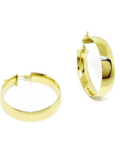Aros super anchos de oro amarillo de 18k de 7mm de anchos.