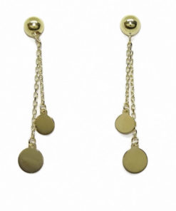 Pendientes para mujer de oro amarillo de 18k con doble motivo y doble cadena mini forzada.