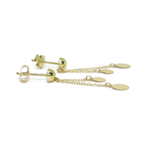 Pendientes para mujer de oro amarillo de 18k con doble motivo y doble cadena mini forzada. - Imagen 3