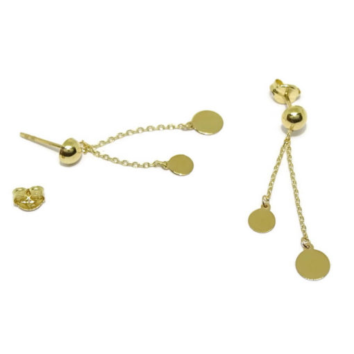 Pendientes para mujer de oro amarillo de 18k con doble motivo y doble cadena mini forzada. - Imagen 6