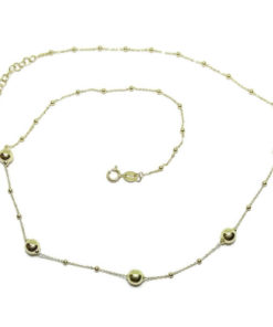 Gargantilla para Mujer de Oro Amarillo de 18k con Cadena Forzada picada y bolas de oro brillo de 2 tamaños.