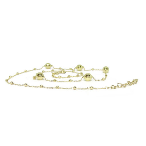Gargantilla para Mujer de Oro Amarillo de 18k con Cadena Forzada picada y bolas de oro brillo de 2 tamaños. - Imagen 5