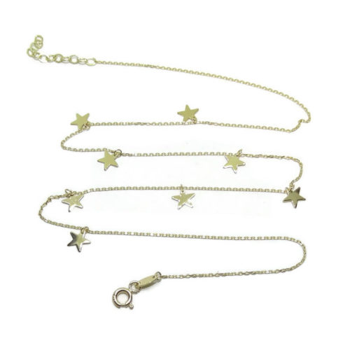 Gargantilla de oro amarillo de 18k con cadena forzada y 8 estrellas lisas. - Imagen 5