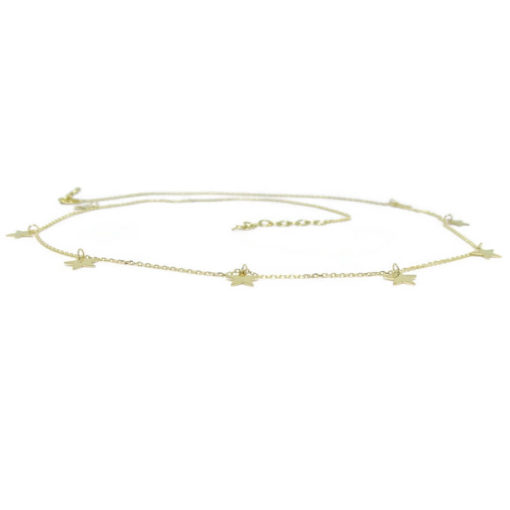Gargantilla de oro amarillo de 18k con cadena forzada y 8 estrellas lisas. - Imagen 4