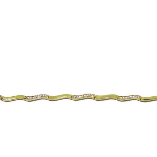 Pulsera de oro amarillo de 18 quilates para mujer con circonitas. Clásica y elegante. - Imagen 3