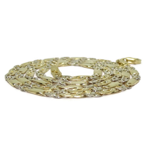 Cadena de Oro macizo Amarillo y blanco de 18k para Hombre, de eslabones combinados ojo de perdiz, ocho y eslabón completo de 4mm de anchos y 60cm de Larga - Imagen 5