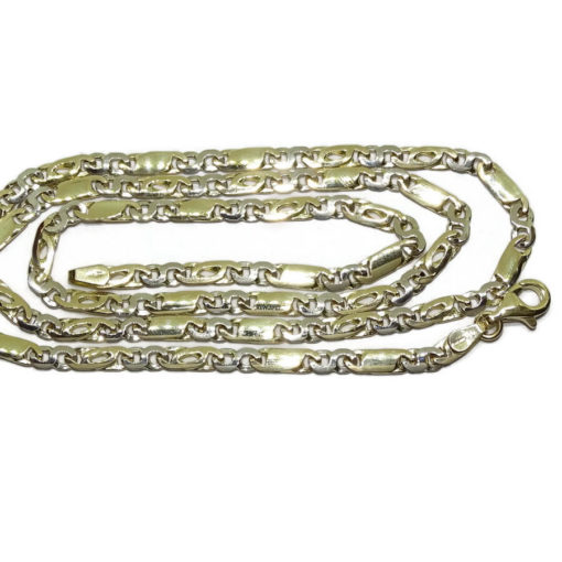 Cadena de Oro macizo Amarillo y blanco de 18k para Hombre, de eslabones combinados ojo de perdiz, ocho y eslabón completo de 4mm de anchos y 60cm de Larga - Imagen 6
