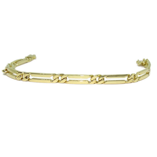 Pulsera para hombre de oro macizo de 18k en amarillo con eslabones combinados con cadena barbada plana de 20.05gr - Imagen 3