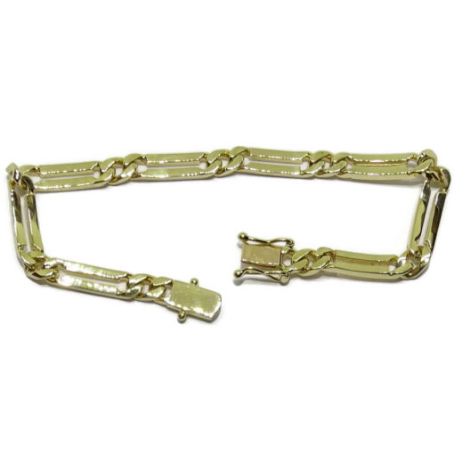 Pulsera para hombre de oro macizo de 18k en amarillo con eslabones combinados con cadena barbada plana de 20.05gr - Imagen 5