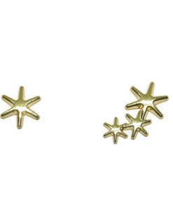 Pendiente trepador estrellas de oro amarillo 18k y pendientes estrella cierre presion para mujer todo de oro de 18k.
