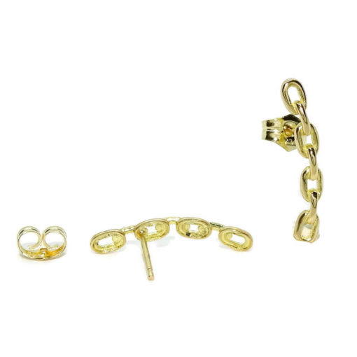 Pendientes trepadores de oro amarillo de 18k. 1.90cm de largos y 4mm de anchos, estilo cadena - Imagen 6