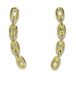 Pendientes trepadores de oro amarillo de 18k. 1.90cm de largos y 4mm de anchos, estilo cadena