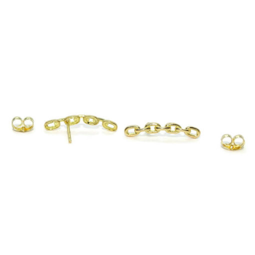 Pendientes trepadores de oro amarillo de 18k. 1.90cm de largos y 4mm de anchos, estilo cadena - Imagen 5