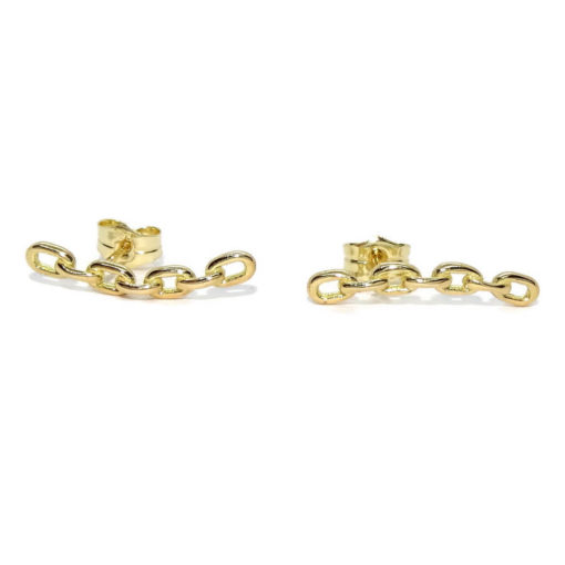 Pendientes trepadores de oro amarillo de 18k. 1.90cm de largos y 4mm de anchos, estilo cadena - Imagen 4