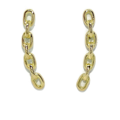 Pendientes trepadores de oro amarillo de 18k. 1.90cm de largos y 4mm de anchos, estilo cadena