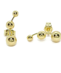 Pendiente trepador de oro amarillo de 18k. Cierre presión. 1.60cm de largos y bolas de 3, 4 y 5mm.