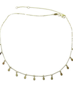 Collar de moda de Oro Amarillo de 18k con Cadena forzada y 13 lagrimas de Oro. 42cm de largo