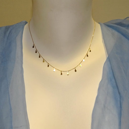 Collar de moda de Oro Amarillo de 18k con Cadena forzada y 13 lagrimas de Oro. 42cm de largo - Imagen 2