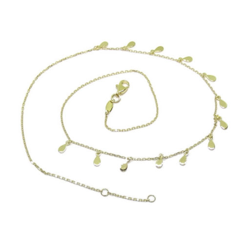 Collar de moda de Oro Amarillo de 18k con Cadena forzada y 13 lagrimas de Oro. 42cm de largo - Imagen 5